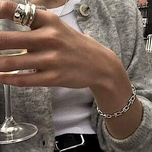 U Link Sterling Silver Plated Minimalist Bracelet